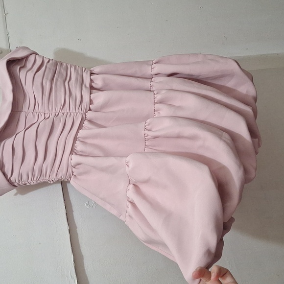 NWT POWDERY LIGHT PINK DRAPED BALLOON MINI DOLL DRESS - Picture 12 of 15